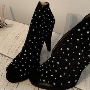 Sparkly peep toe booties